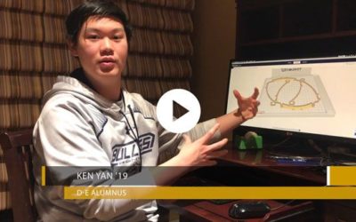 Ken Yan ’19 showing his 3D printer ‘in action’