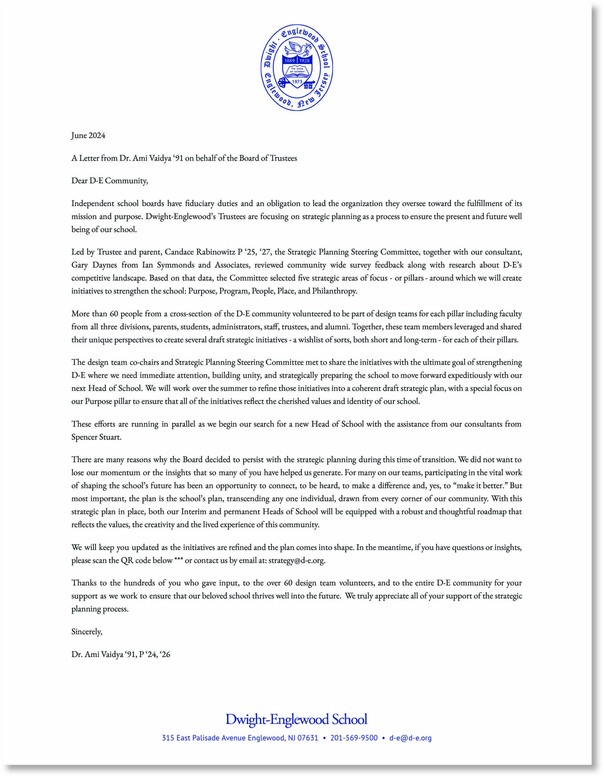 A Letter from the Board of Trustees
