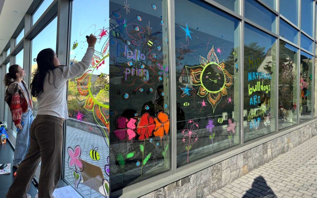 Art in Action Paints Windows for Bulldogs Are Beautiful Day
